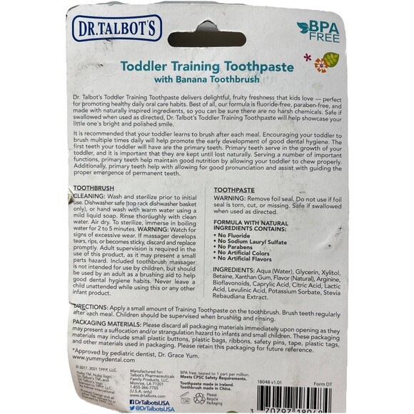 Lot of 2 Dr Talbots Toddler Training Toothpaste Toothbrush Natural READ DESCRIPT - Picture 4 of 7